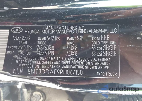 2023 Hyundai Santa Cruz Sel Premium z USA, uszkodzony, nr VIN 5NTJDDAF9PH067150